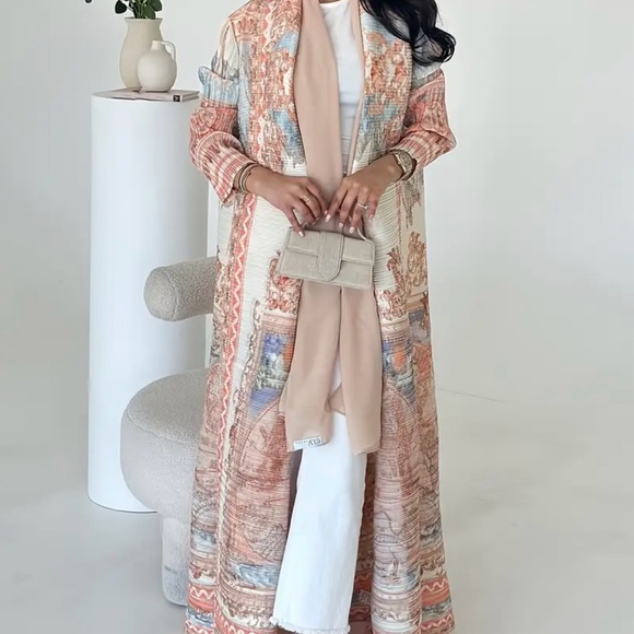 Bohemian Longline Coat with Earthy Tones - Picture 2 of 4